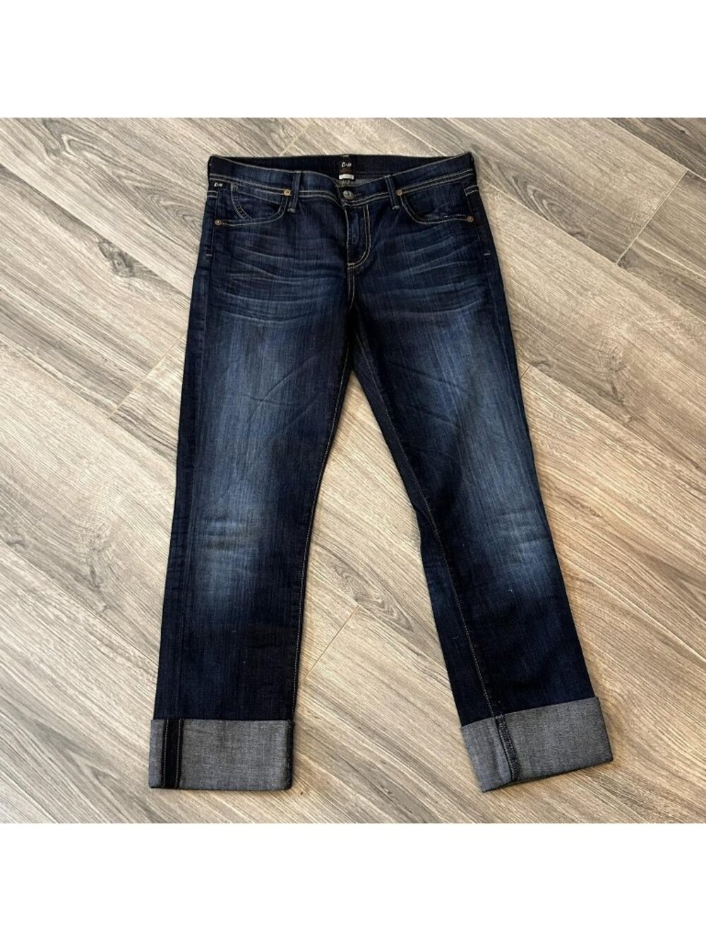 Citizens Of Humanity Dani Jeans Womens 28 Blue Dark Wash Cropped Straight Cuffed